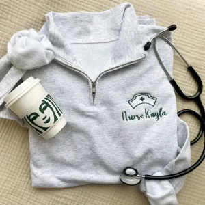 Custom School Nurse Jessie Quarter Zip Sweatshirt