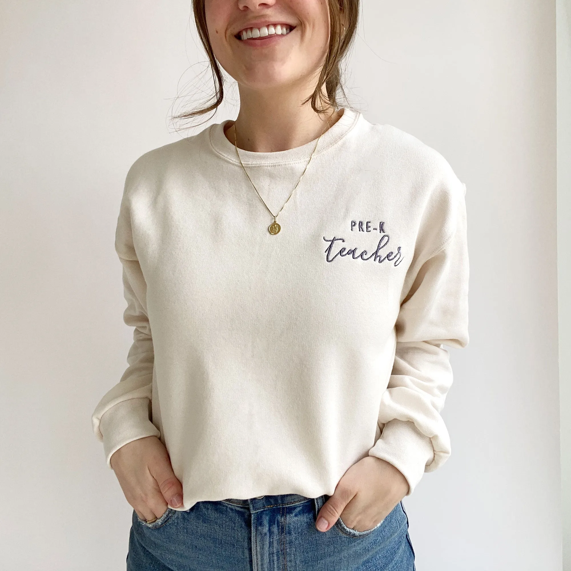 Custom Teacher Grade Level Gemma Crewneck Sweatshirt