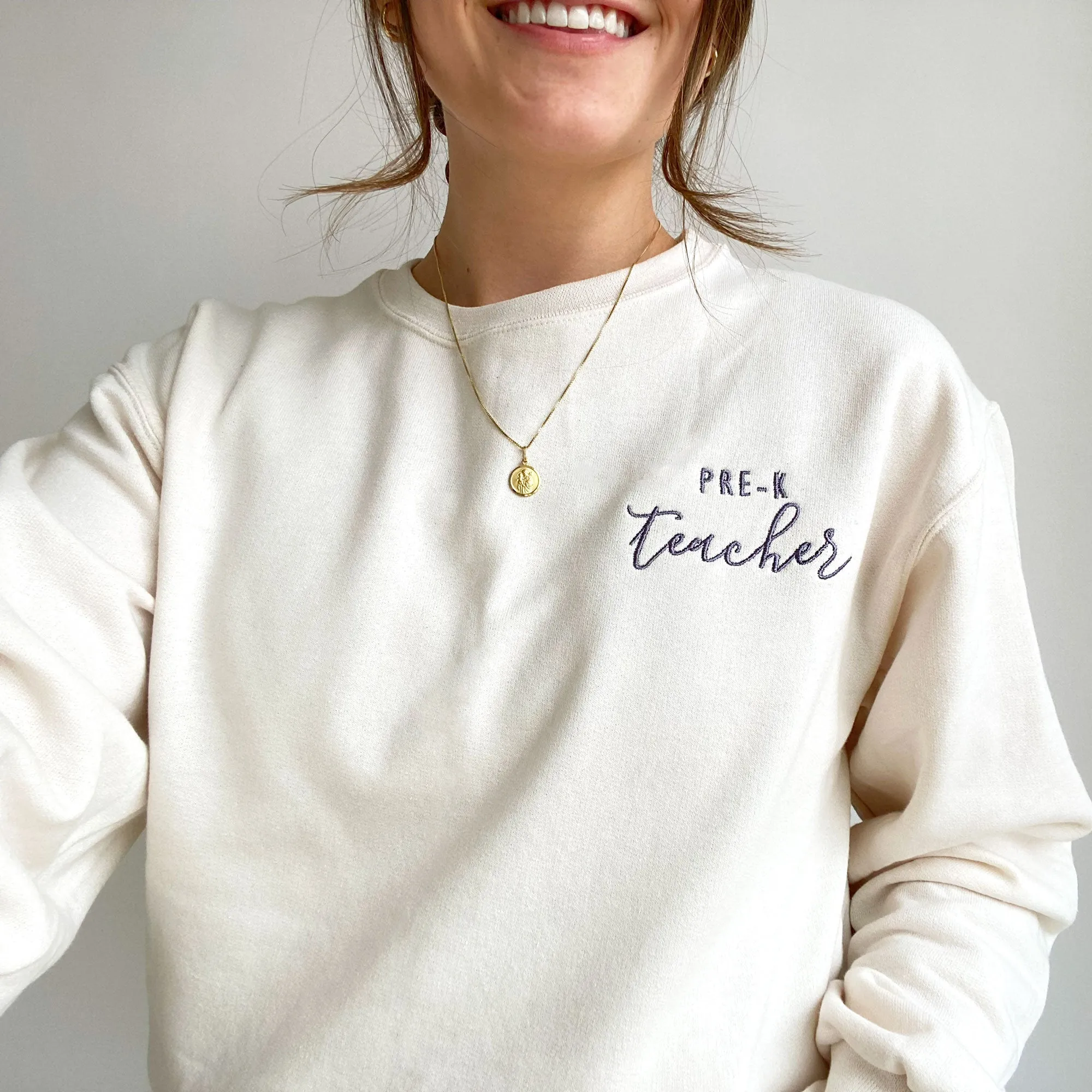 Custom Teacher Grade Level Gemma Crewneck Sweatshirt