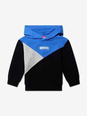 Diesel Boys Tricolour Logo Hoodie in Blue