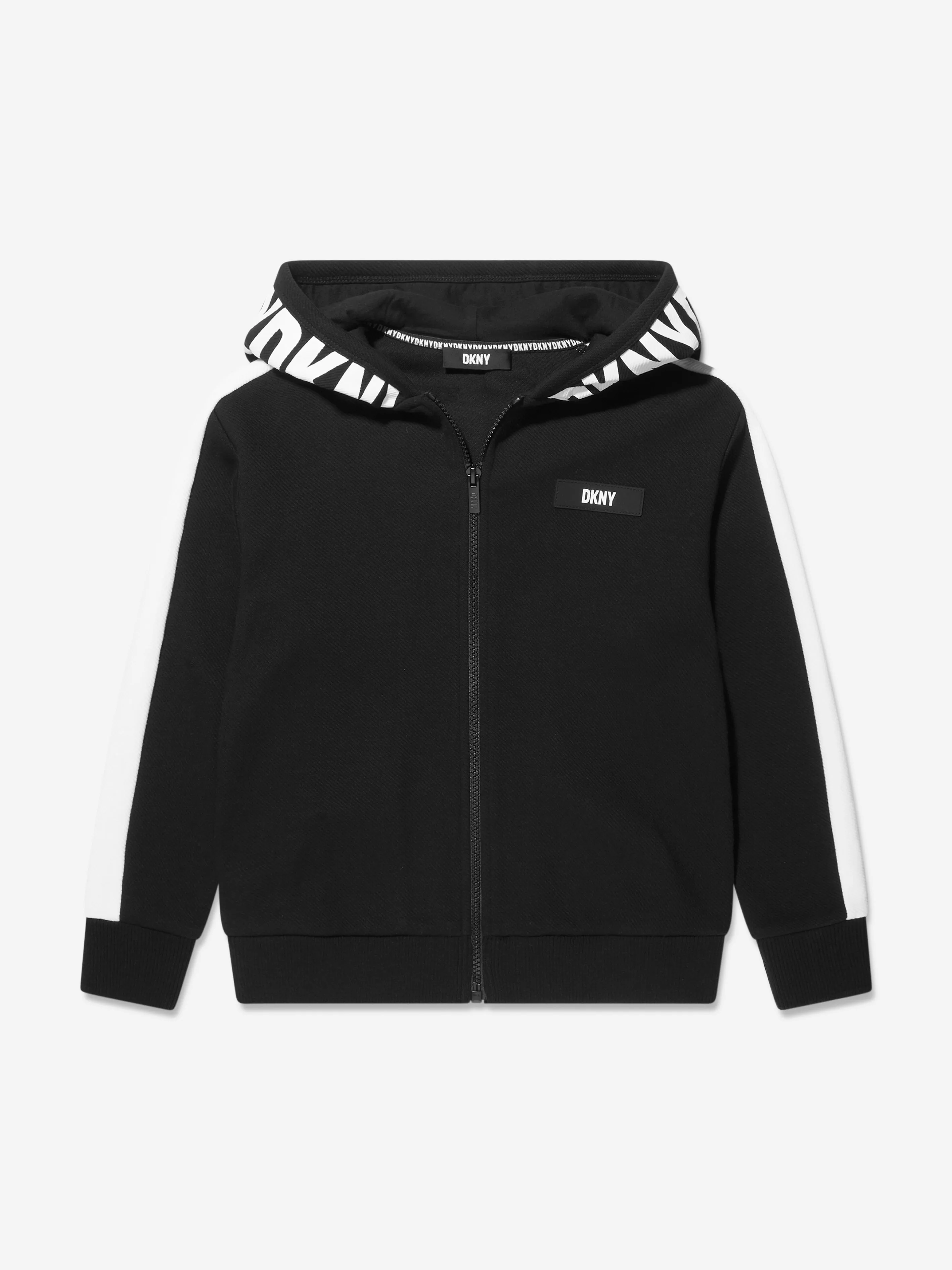 DKNY Boys Contrast Zip Up Top in Black