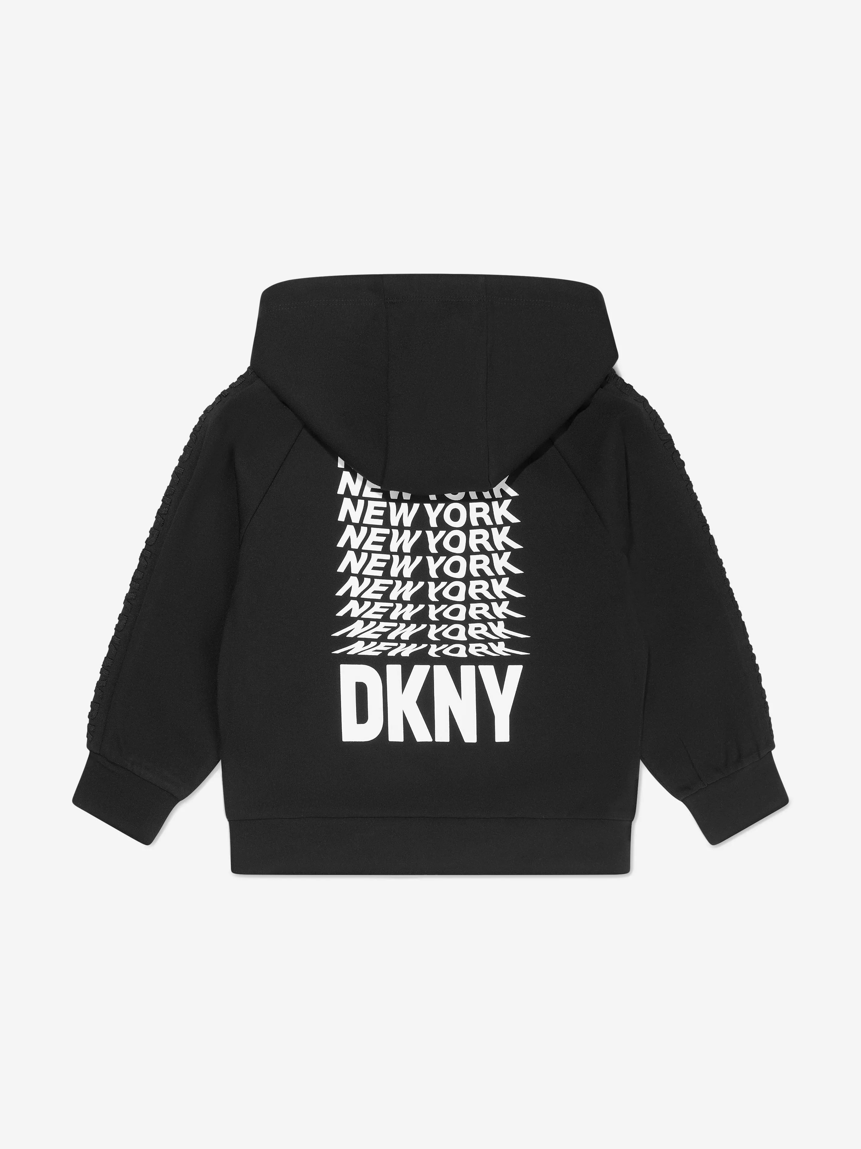 DKNY Kids Logo Zip Up Hoodie in Black