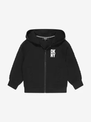 DKNY Kids Logo Zip Up Hoodie in Black