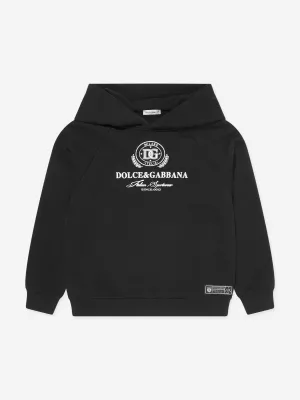 Dolce & Gabbana Boys Flocked Logo Hoodie in Black