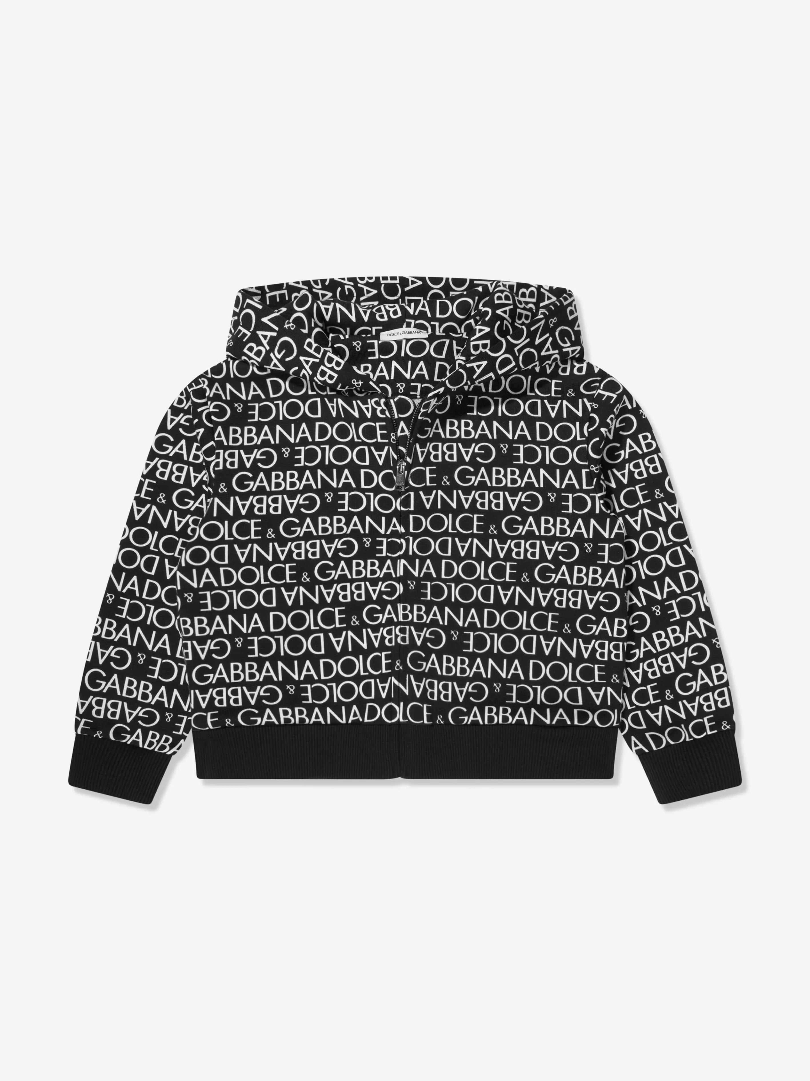 Dolce & Gabbana Boys Logo Zip Up Top in Black