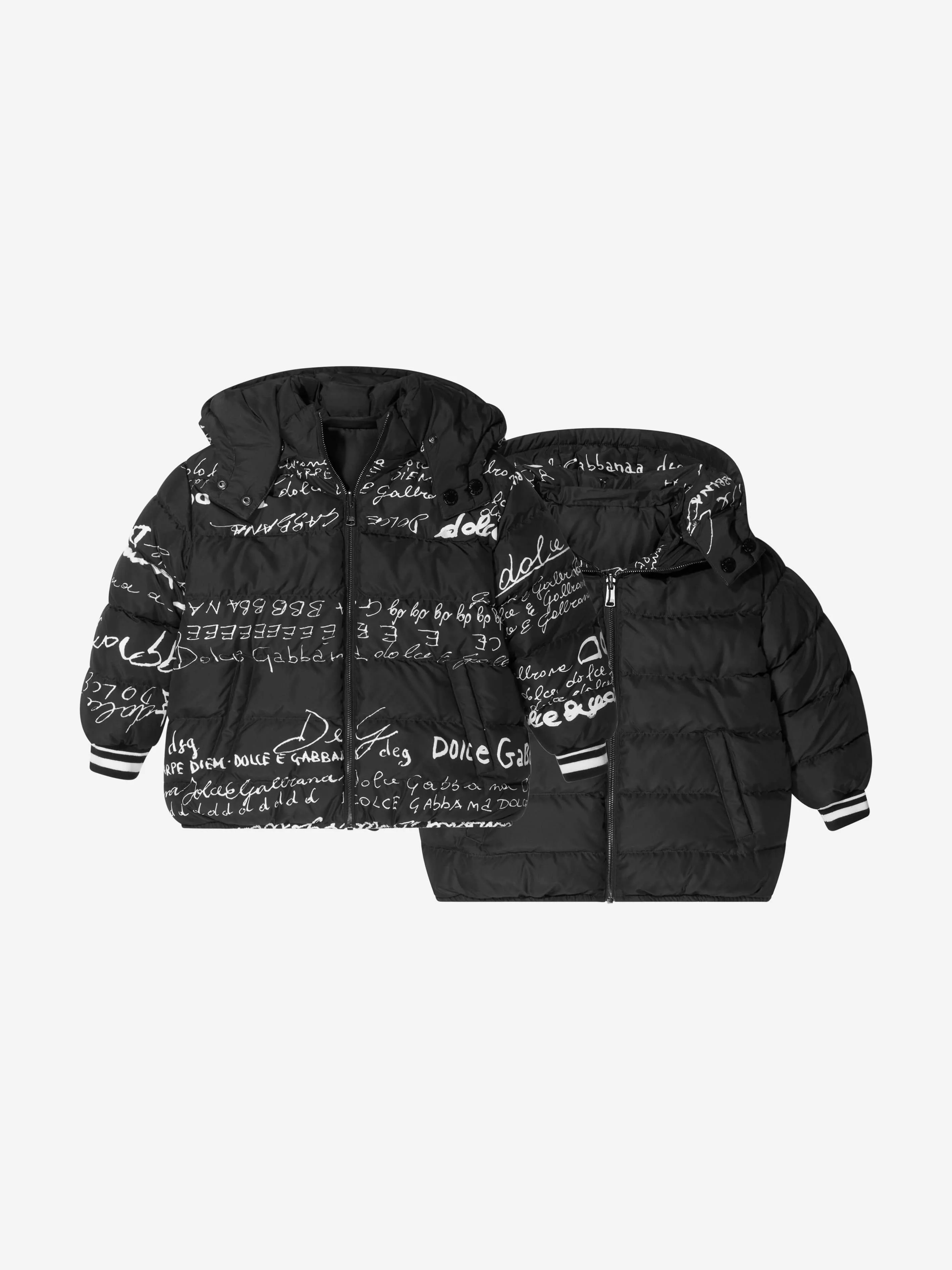 Dolce & Gabbana Girls Black Nyon Padded Jacket