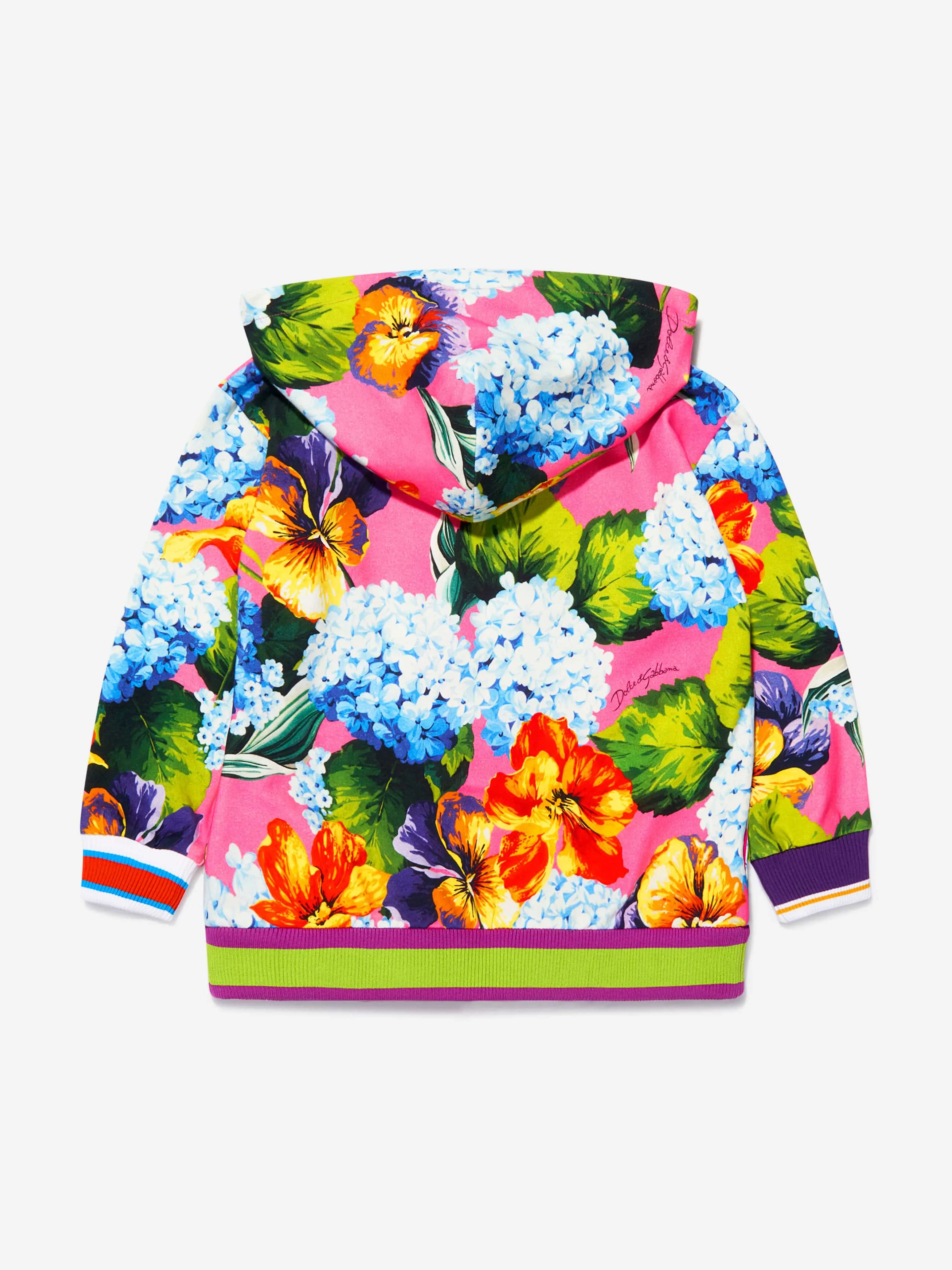 Dolce & Gabbana Girls Cotton Hydrangea Print Zip Up Top