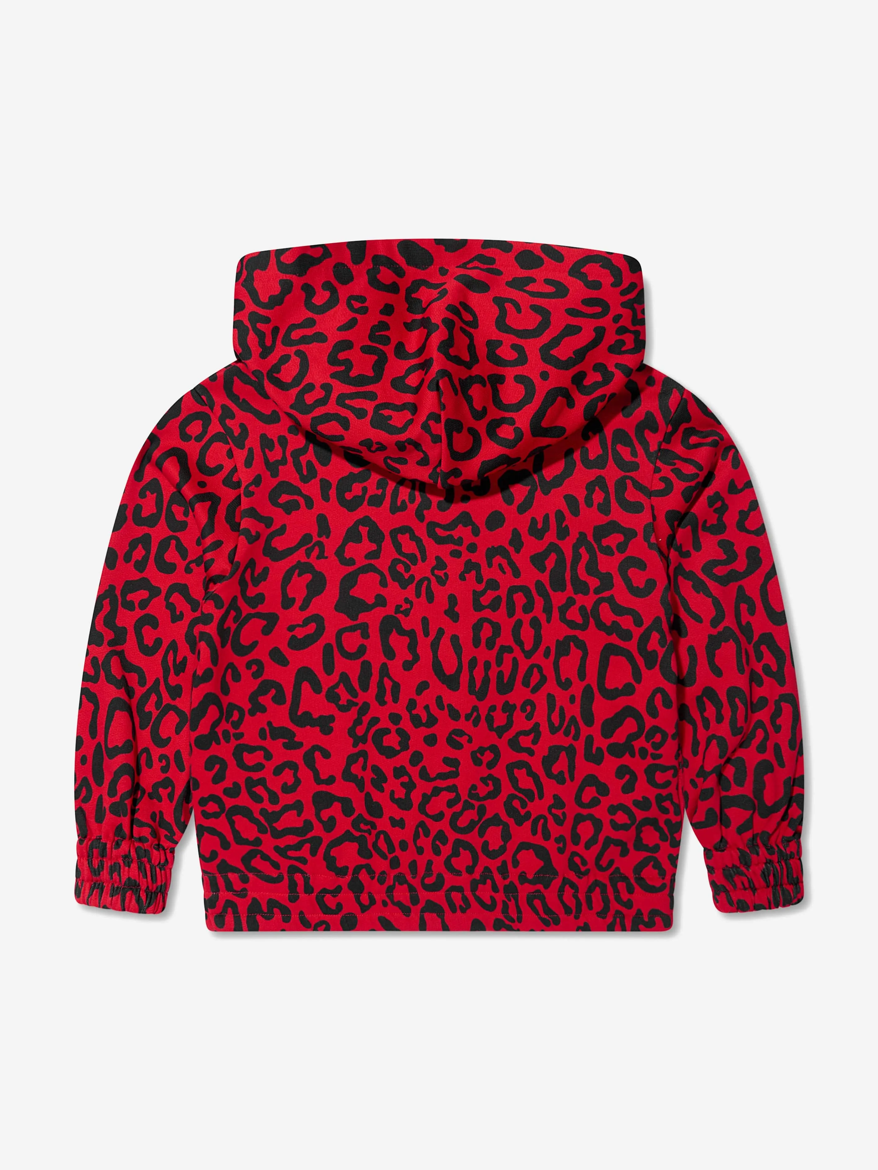 Dolce & Gabbana Girls Logo Leopard Print Zip Up Hoodie in Red