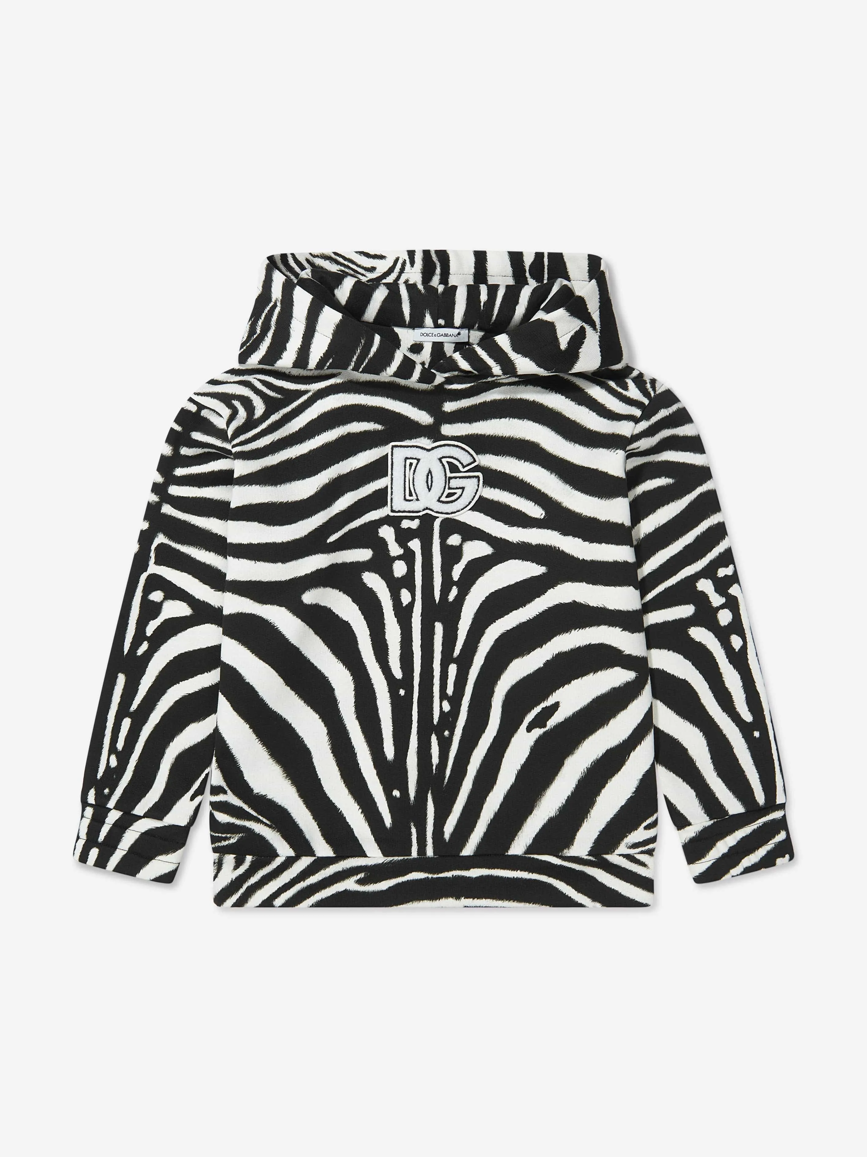 Dolce & Gabbana Girls Zebra Print Logo Hoodie