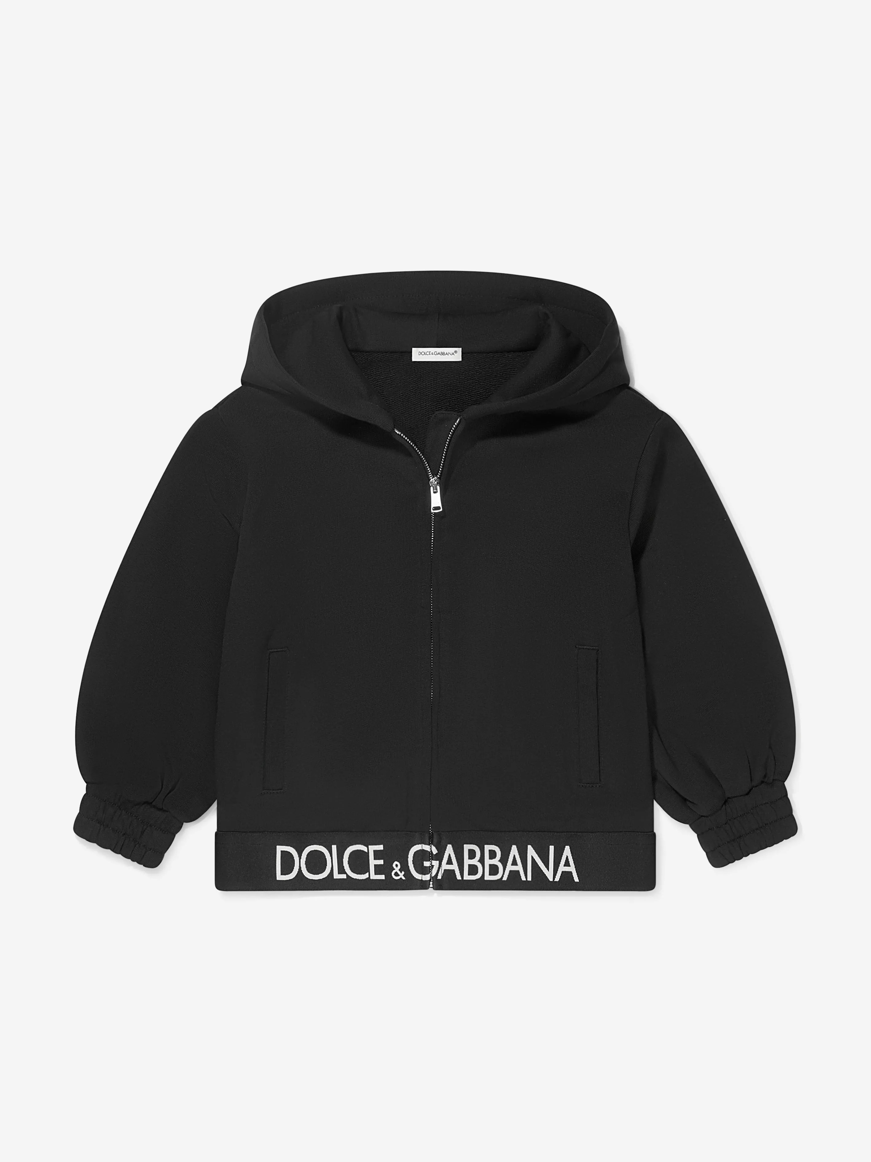 Dolce & Gabbana Kids Logo Waistband Zip Up Hoodie