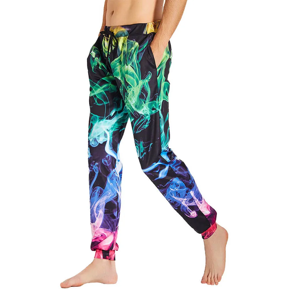 Graphic Colorful Fire Smoke Joggers