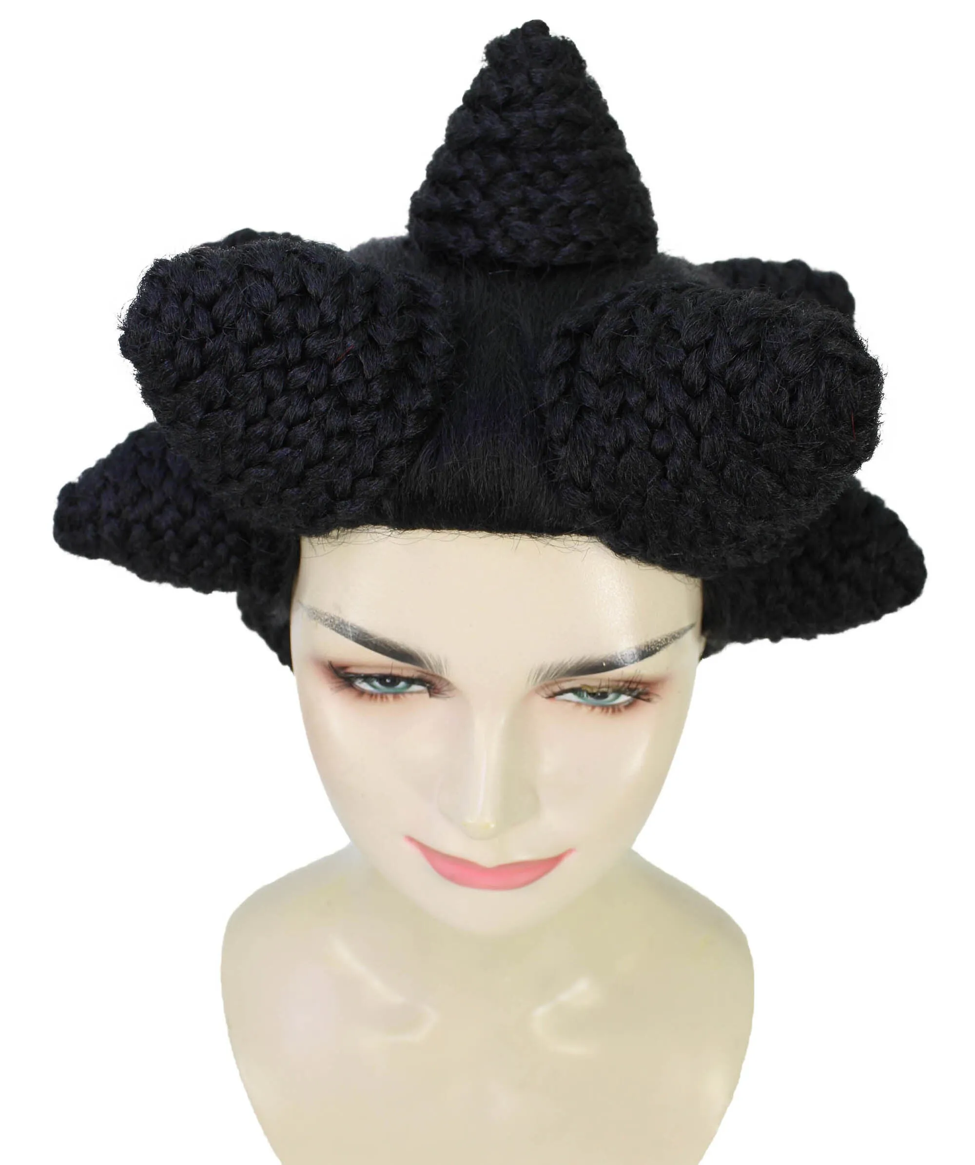 HPO Adult Women's Bantu Knot Black Wig I Cosplay and Halloween Wig I Flame-retardant Synthetic Fiber