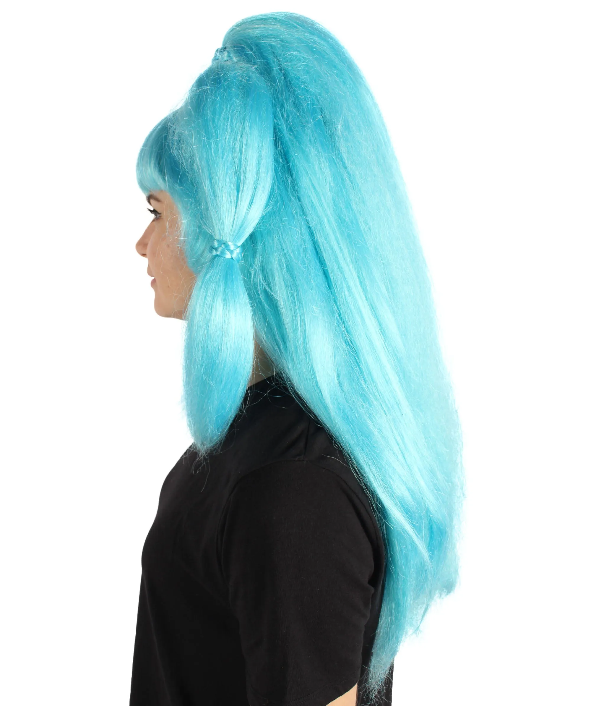 HPO Adult Women's British American Blue Drag Queen Ponytail Wig for Cosplay