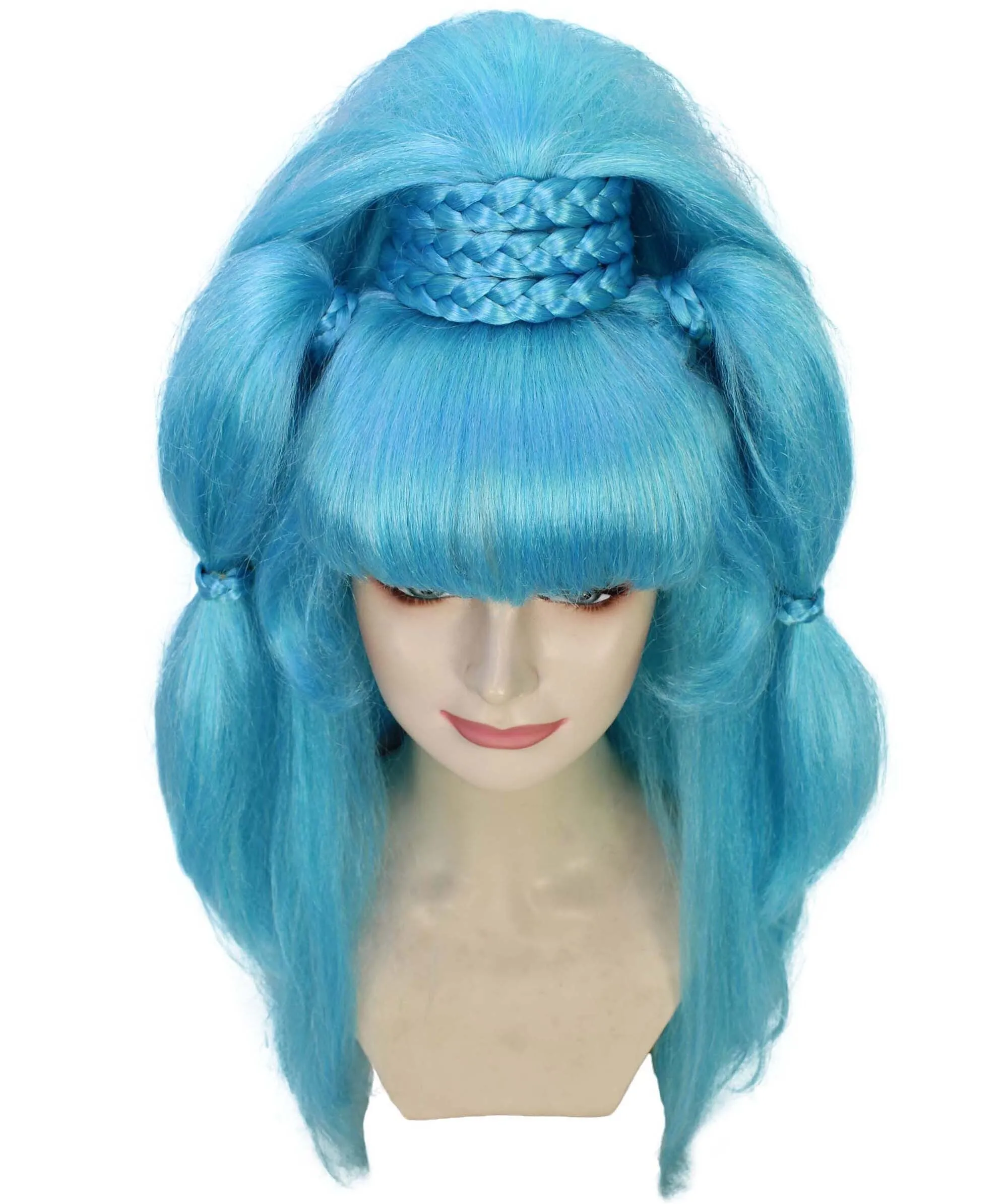 HPO Adult Women's British American Blue Drag Queen Ponytail Wig for Cosplay