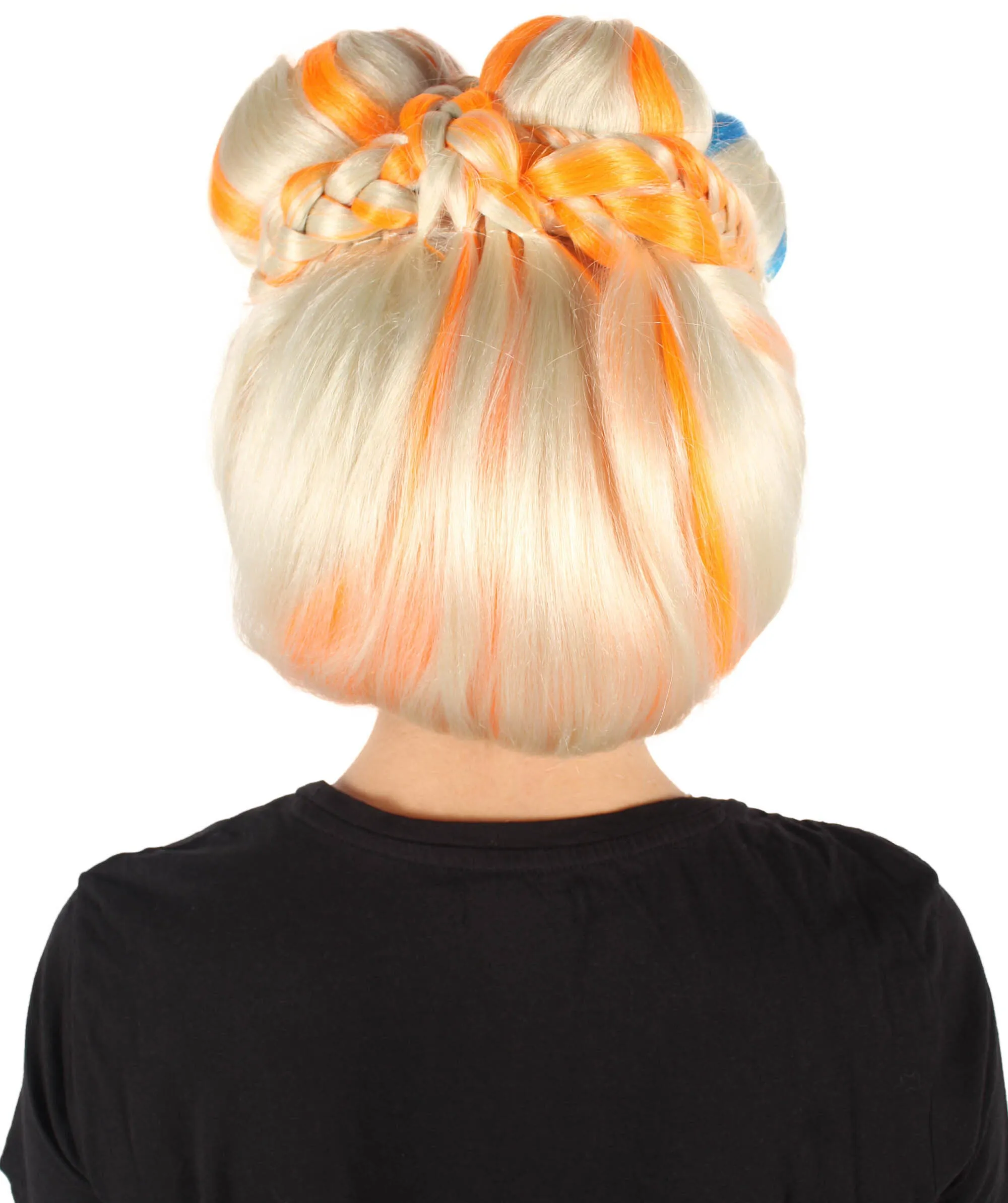 HPO Adult Women's Colorful Bun Wig I Colorful Cosplay and Halloween Wig I Flame-retardant Synthetic Fiber