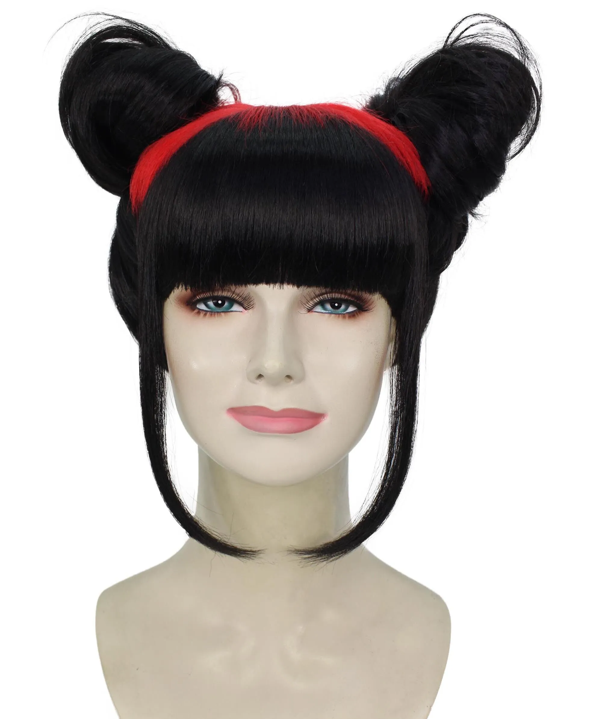 HPO Women's American Song writer Black Double Bun Wig for Cosplay