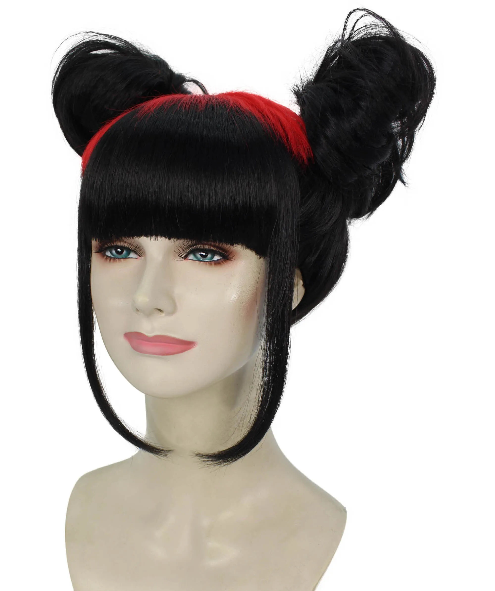 HPO Women's American Song writer Black Double Bun Wig for Cosplay