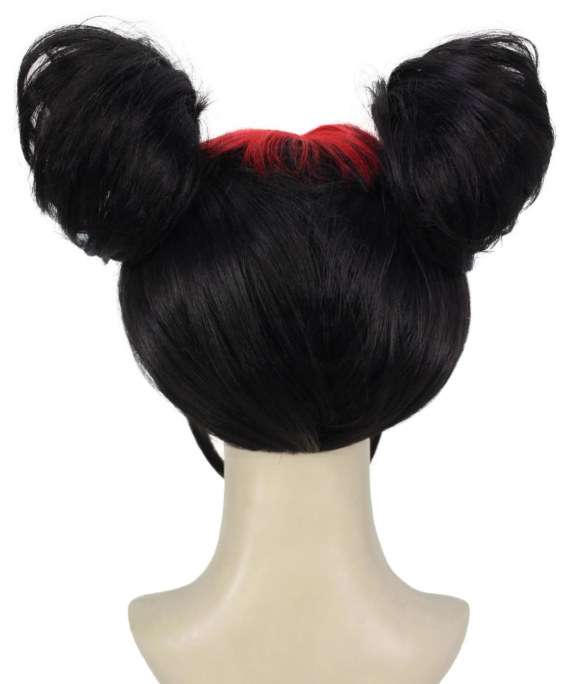 HPO Women's American Song writer Black Double Bun Wig for Cosplay