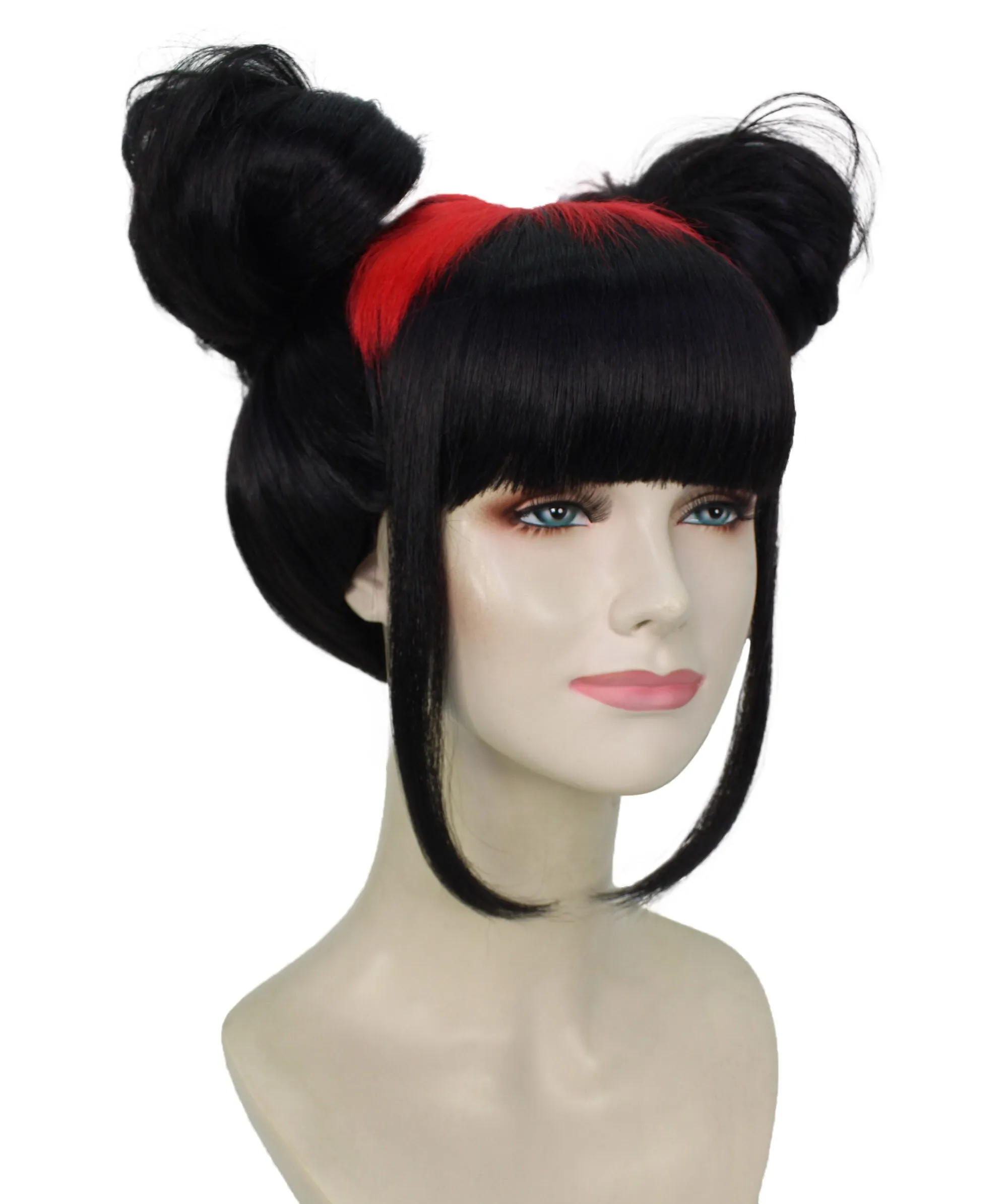 HPO Women's American Song writer Black Double Bun Wig for Cosplay