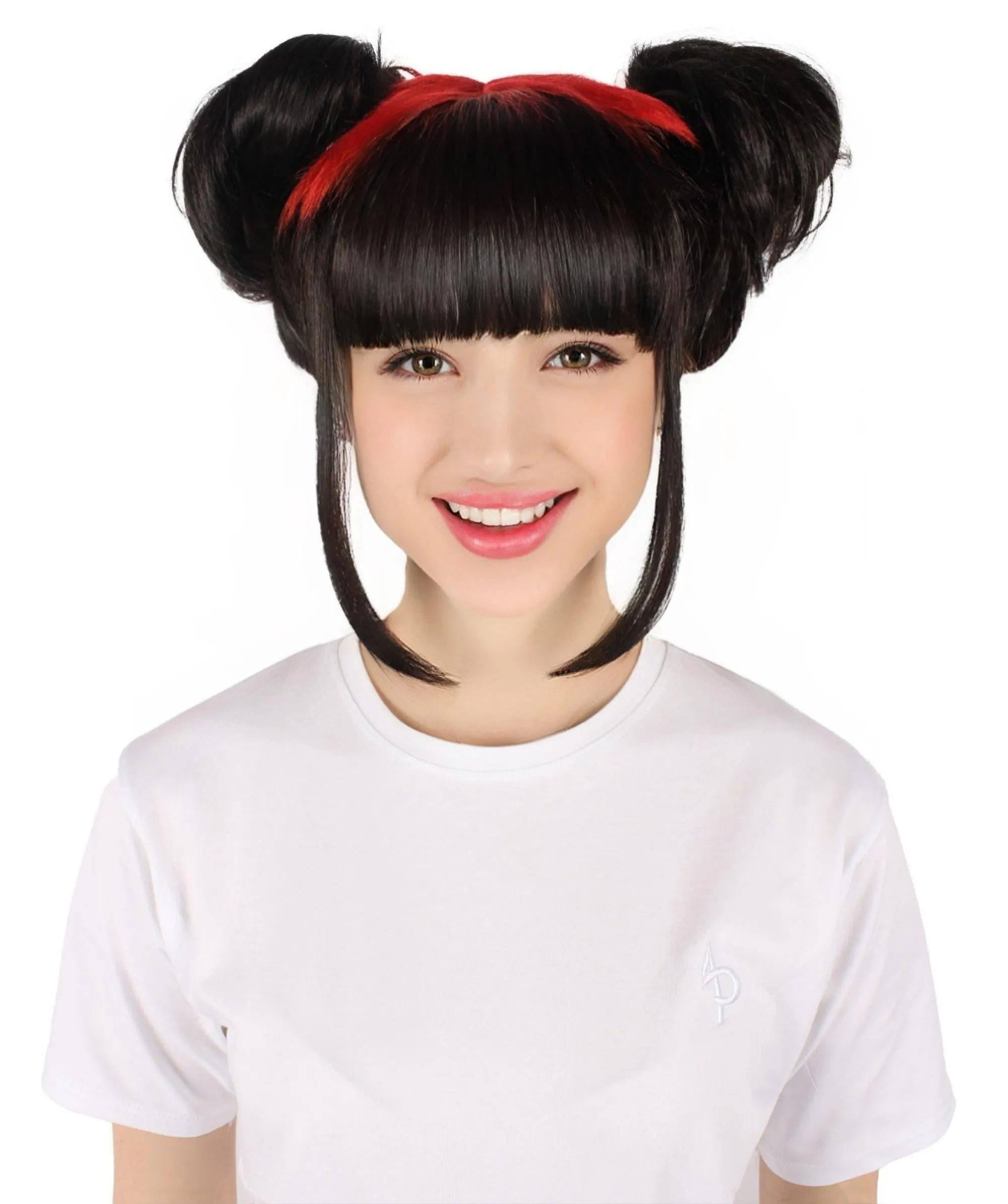 HPO Women's American Song writer Black Double Bun Wig for Cosplay