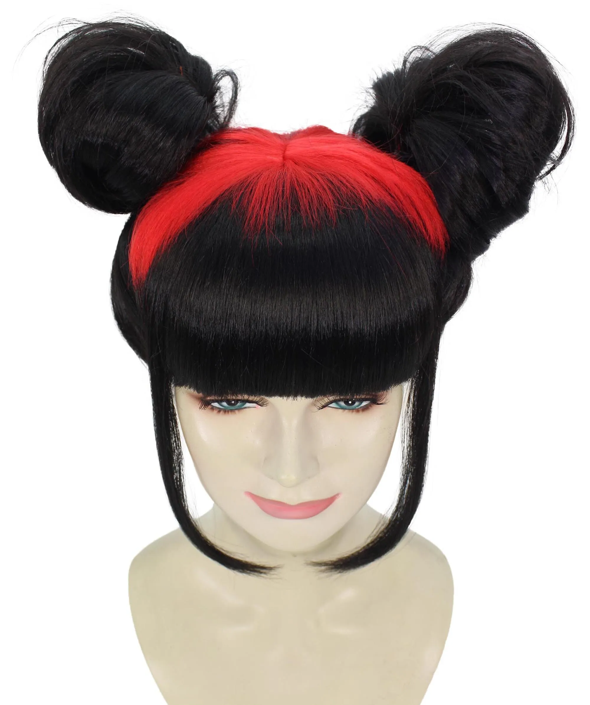 HPO Women's American Song writer Black Double Bun Wig for Cosplay