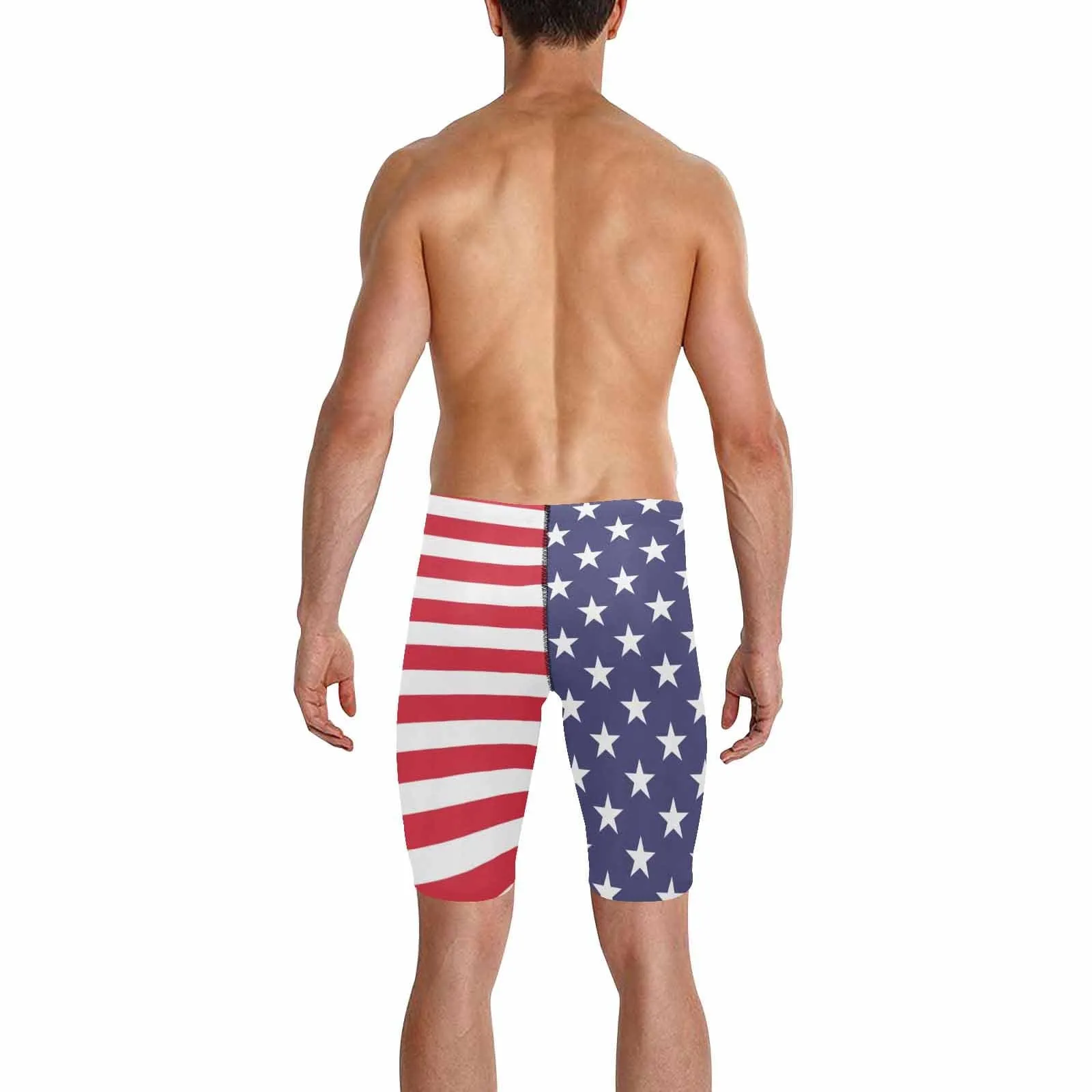 #Independence Day# American Flag Men's Knee Length Swimming Trunks Summer Swim Shorts for Him