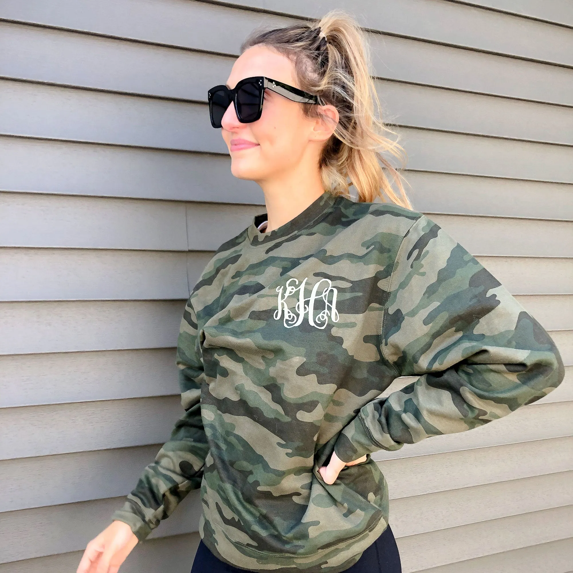 Indie Monogram Camo Crewneck Sweatshirt