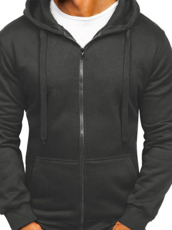 Men's Solid Color Basic Zipper Hoodie