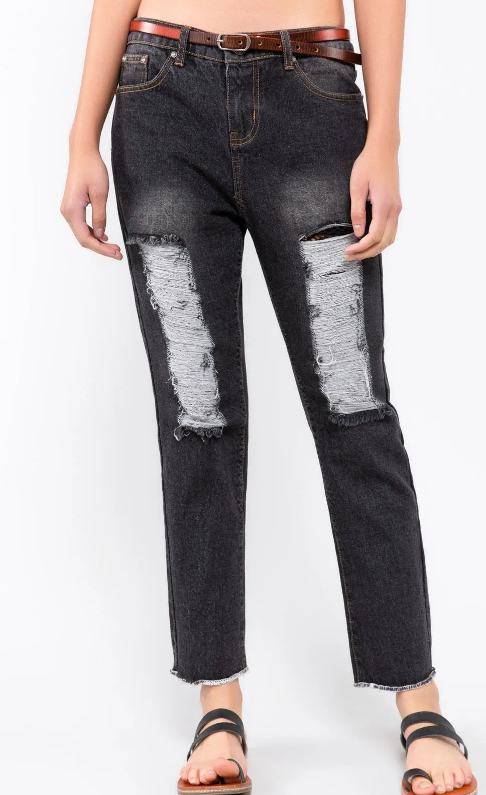 Meshed Back Denim Jeans