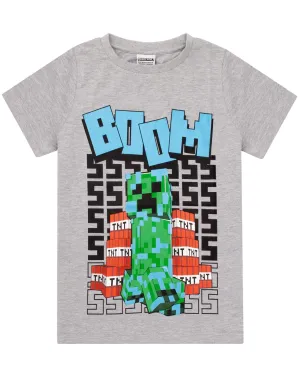 Minecraft Boom Boys T-Shirt Grey