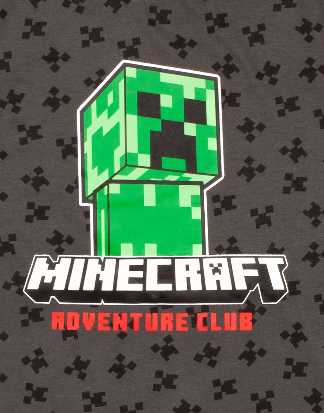 Minecraft Creeper All Over Print Boy's Black T-Shirt - Grey