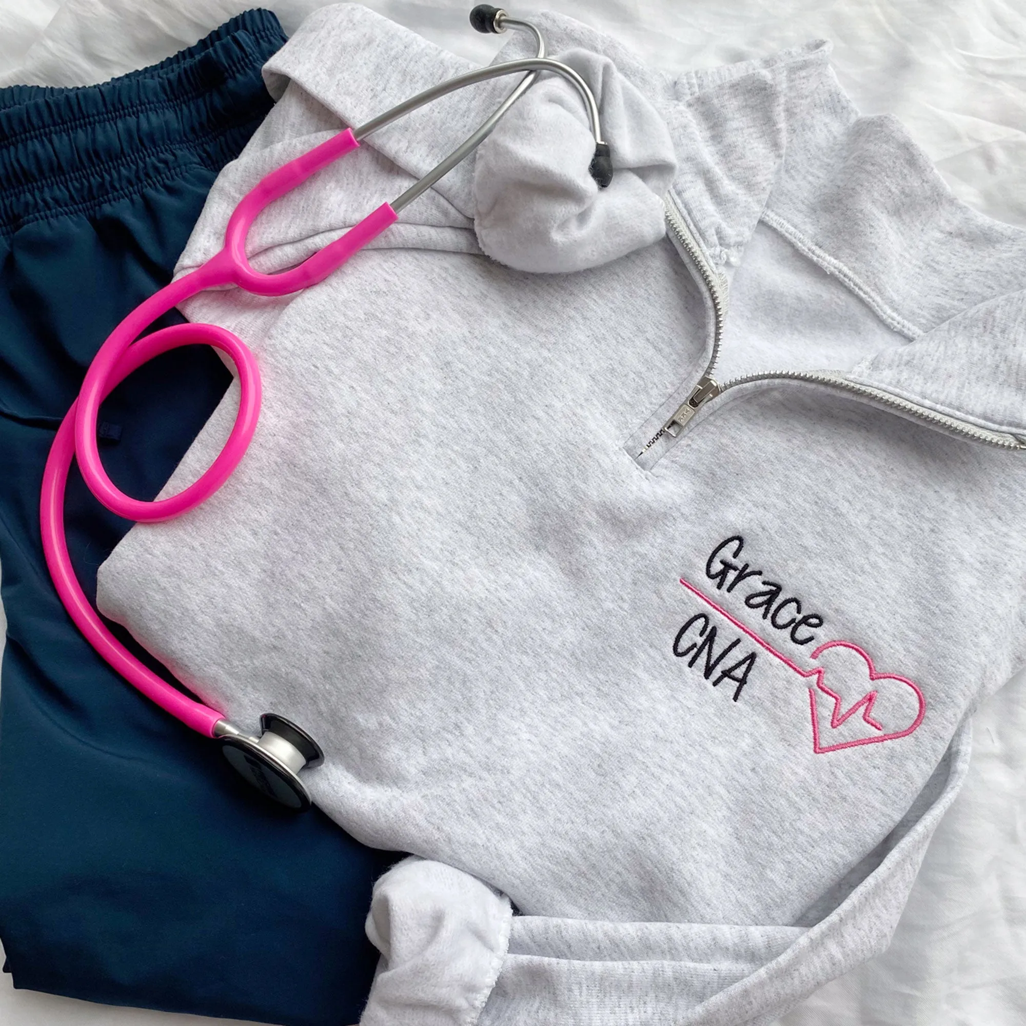 Personalized Heartbeat Medical Jessie Quarter Zip Sweatshirt