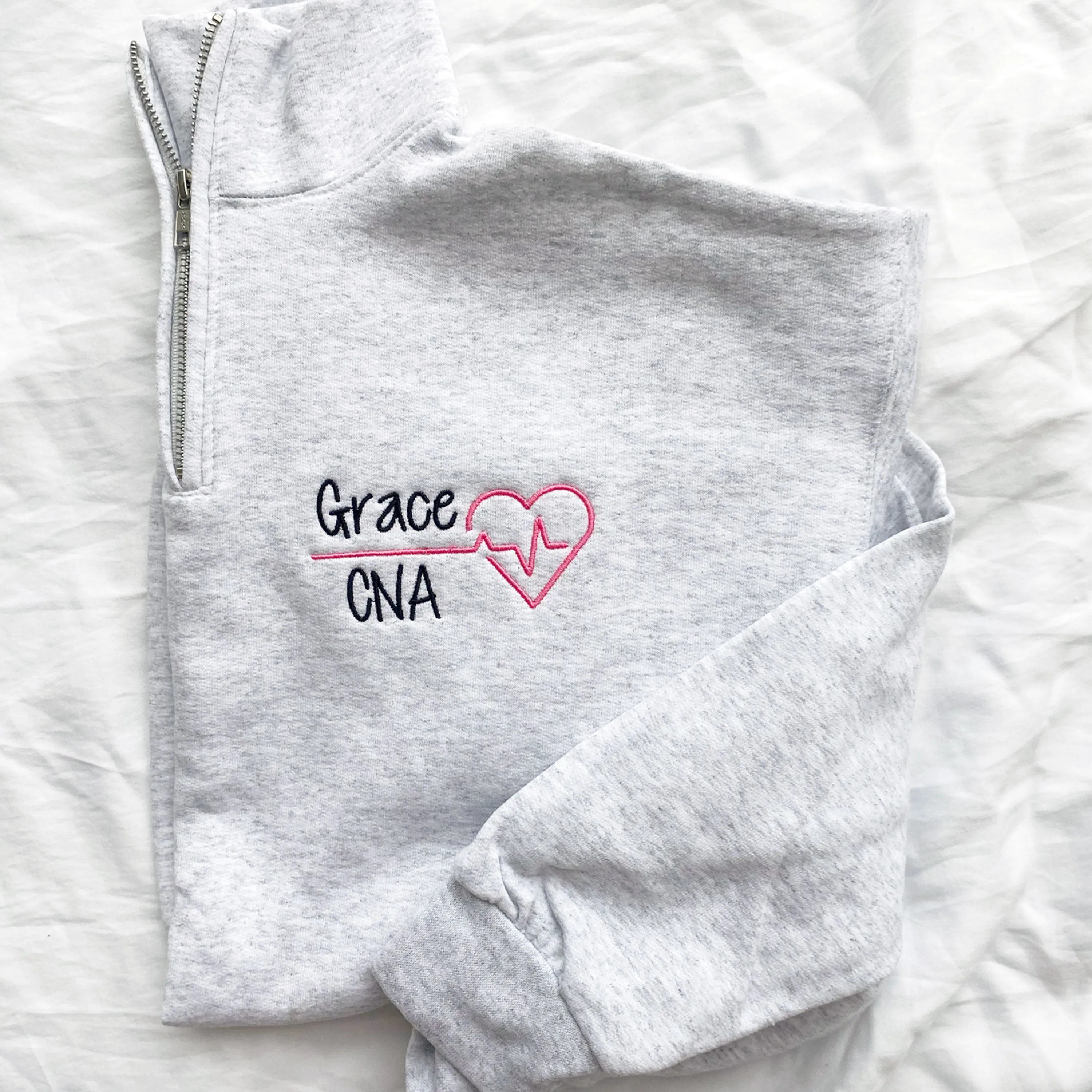 Personalized Heartbeat Medical Jessie Quarter Zip Sweatshirt