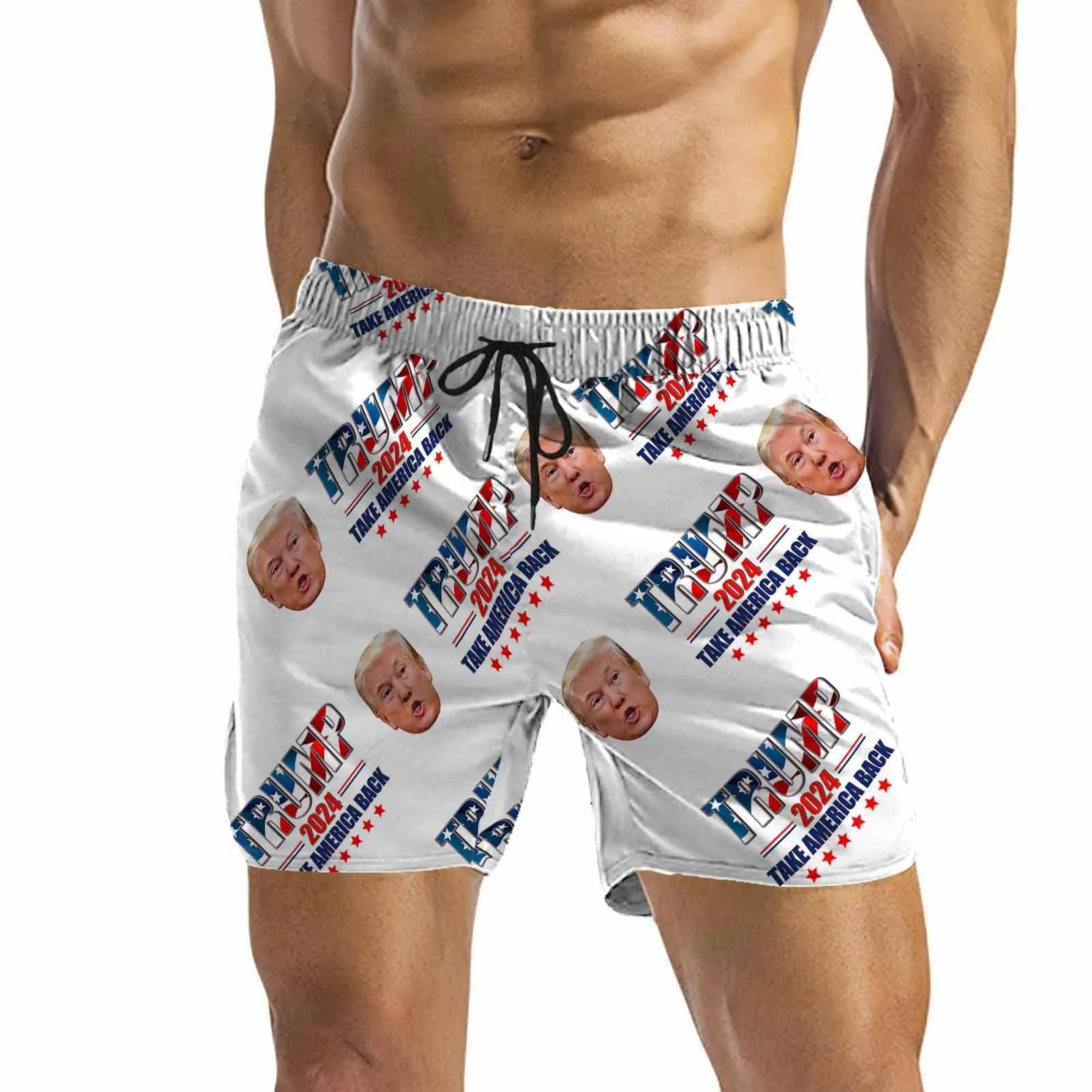 Personalized Swim Trunks Custom Swimming Trunks with Face & Name Flag Men's Quick Dry Swim Shorts