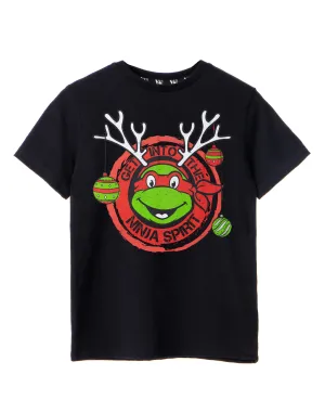 Teenage Mutant Ninja Turtles Raphael Ninja Spirit Boys Black Christmas T-Shirt