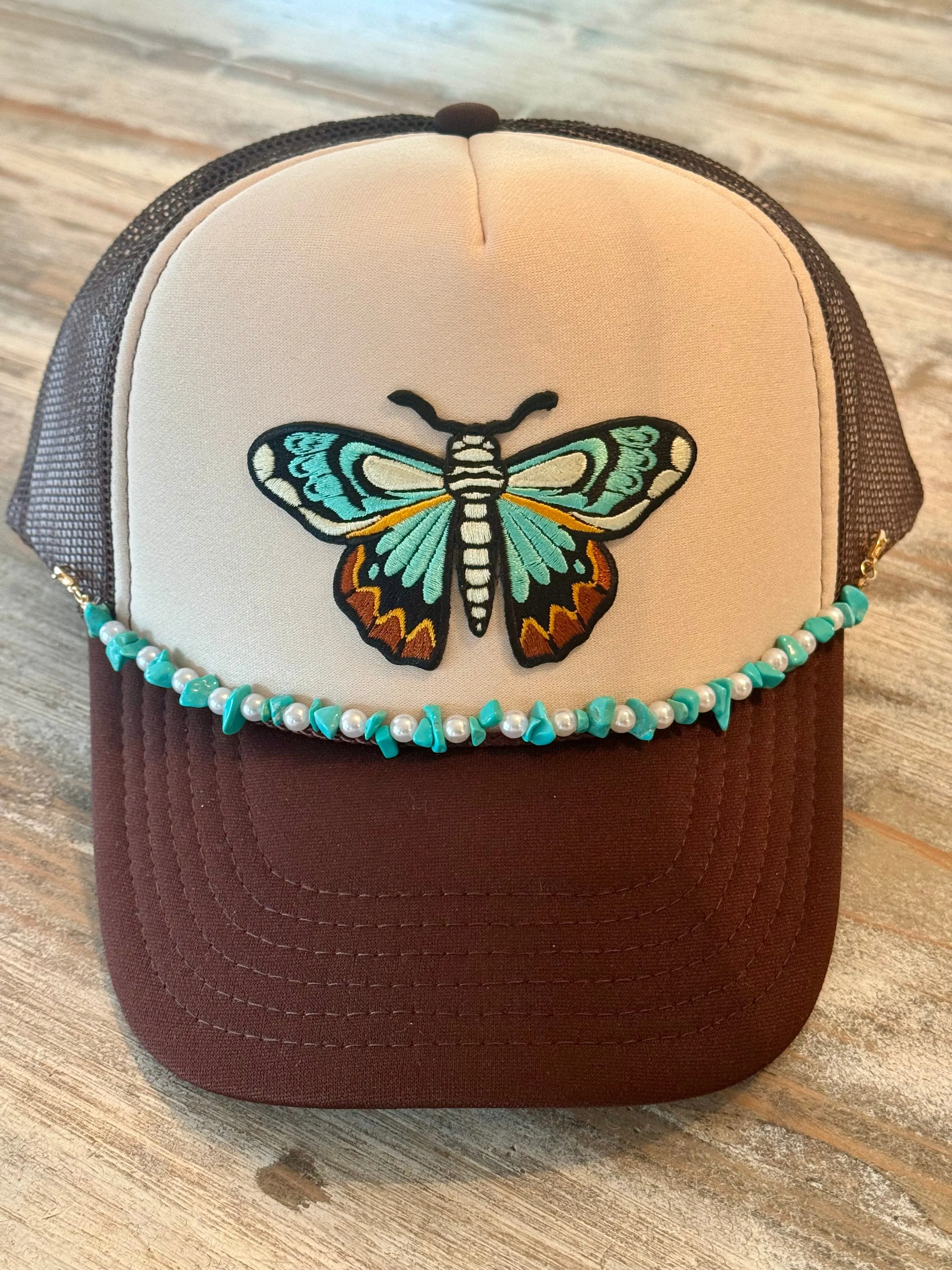 Turquoise Butterfly Trucker Hat