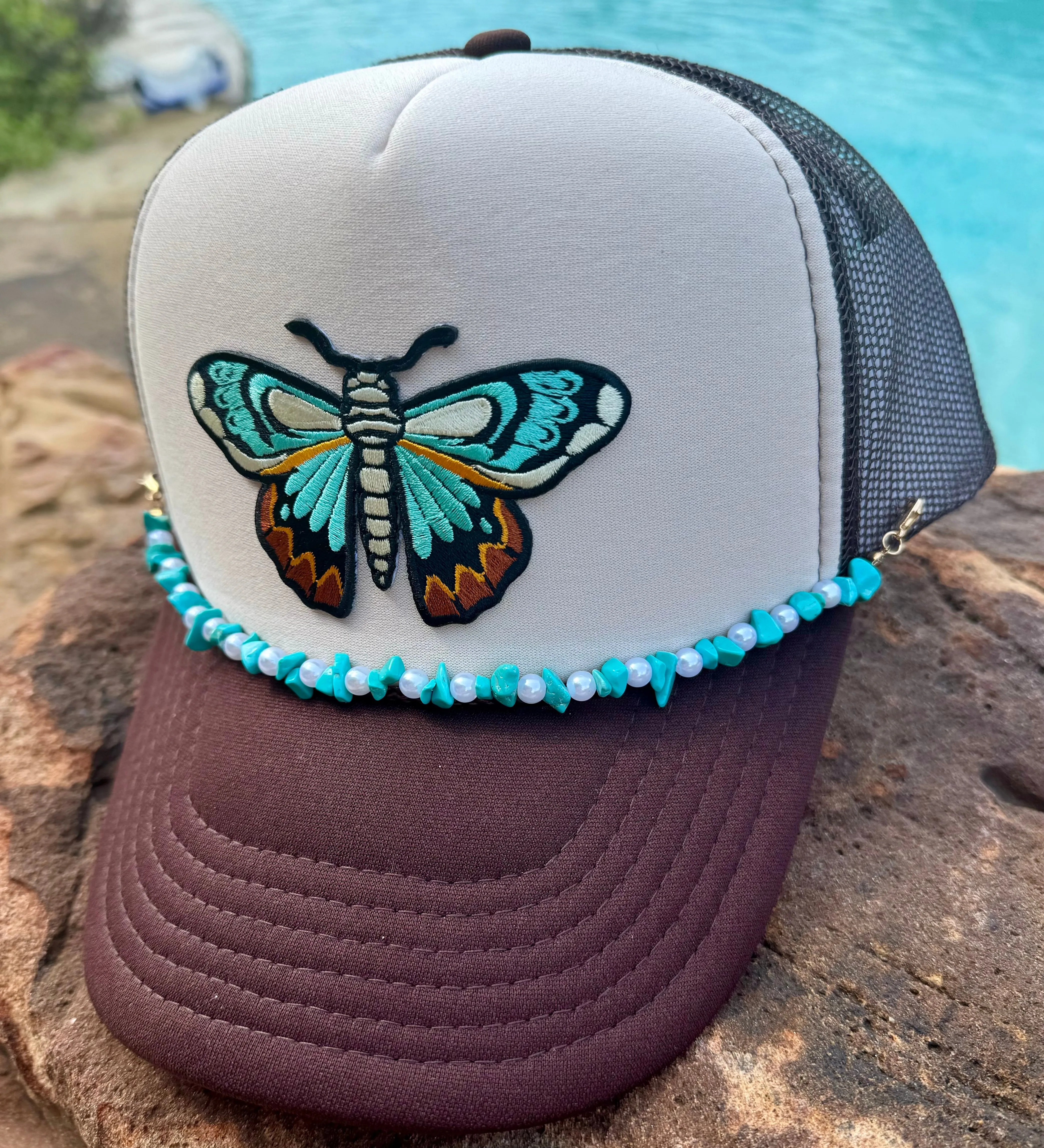 Turquoise Butterfly Trucker Hat