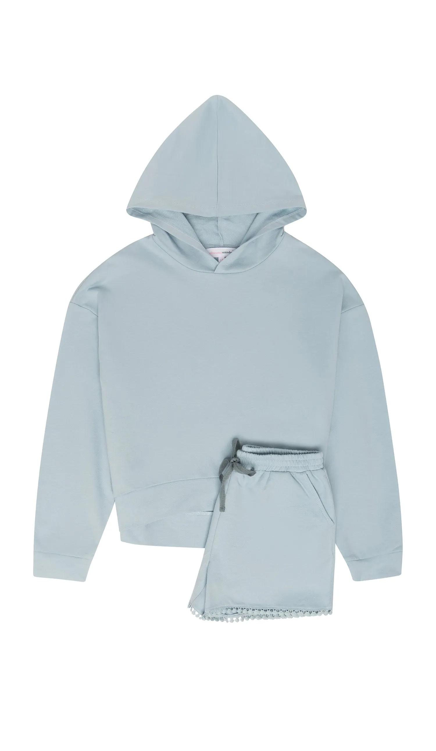 VENICE BEACH HOODIE AND SHORTS IN SOFT SKY BLUE