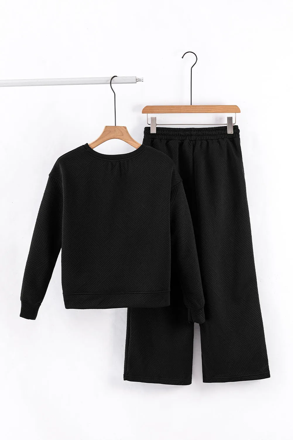 Women's 2 Piece Outfits Sweatsuit Casual Long Sleeve Pullover Tops and Drawstring Wide Leg Pants Lounge Sets