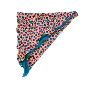 Women's Reversible Teal & Rose Leopard Headscarf