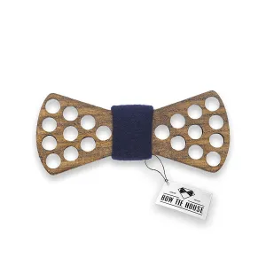 Wooden Holes Blue Bow Tie