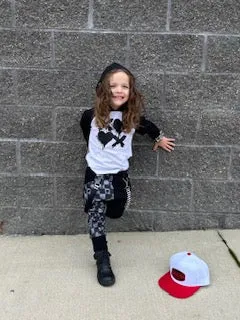 XO Valentines Punk Jogger Monochrome Pants for kids in Grey and Black  Checkerboard With Straps Unisex Boys Girls Sizes